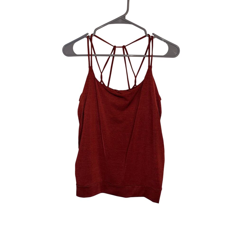 Athleta Women’s Small Burgundy Strappy Back Built-In Bra Workout Tank Top